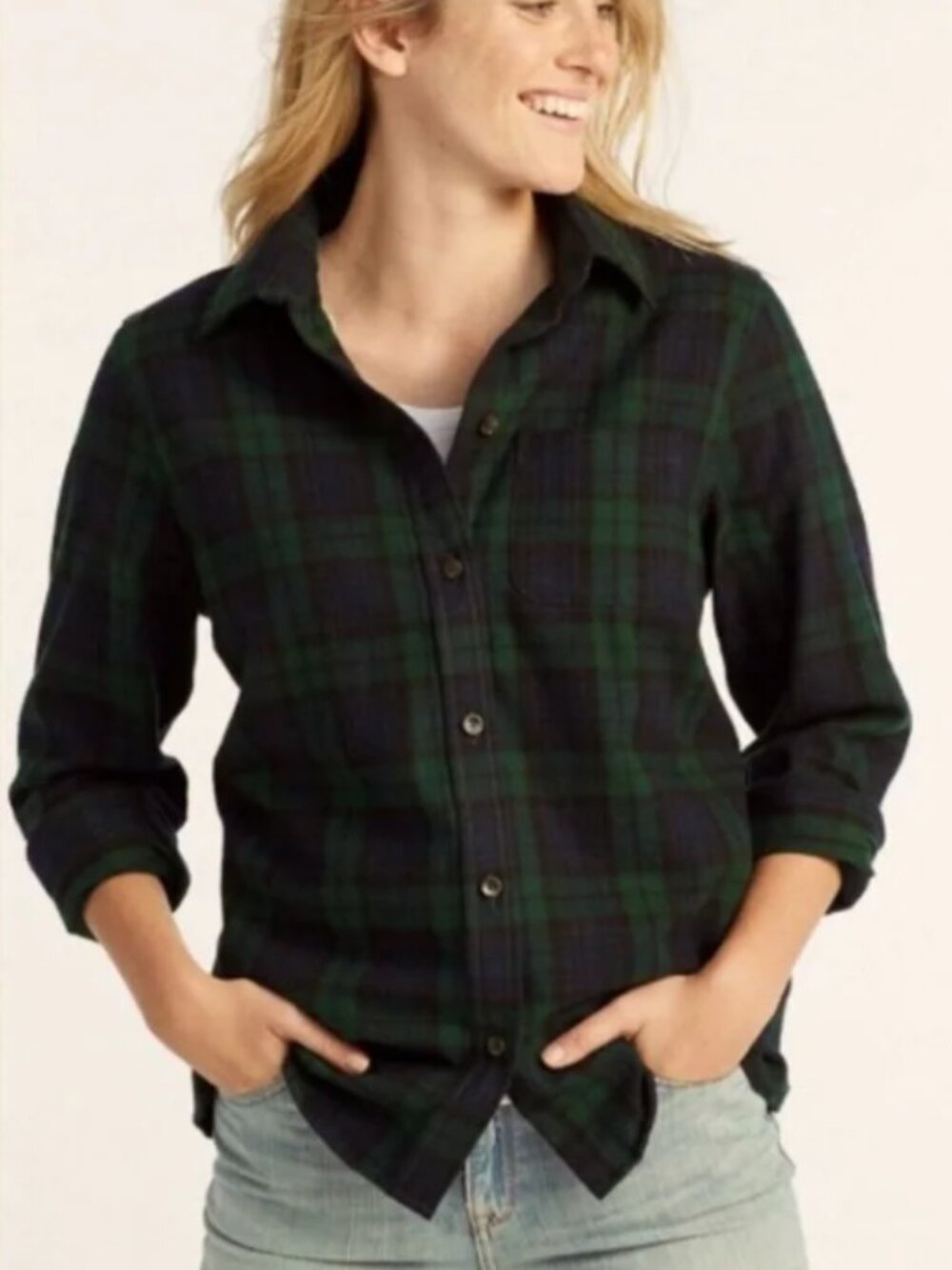 L.L. Bean Scotch Flannel Shirt Boyfriend Relaxed Black Watch Tartan Size 2X